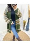 CARDIGAN CON STAMPA FRANGE ETNICHE AH764 KAKI