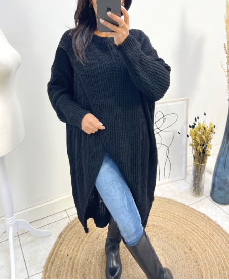 LONG DRAPE SWEATER AW763 BLACK