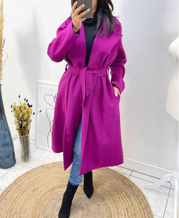 LONG COAT 2 POCKETS AW800 PLUM