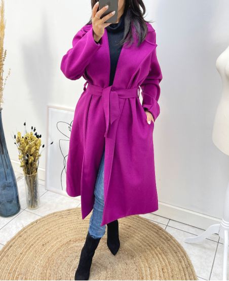 LONG COAT 2 POCKETS AW800 PLUM