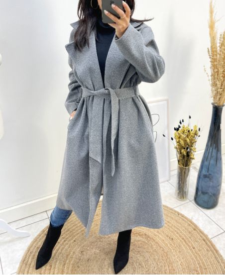 LONG 2-POCKET COAT AW800 GREY