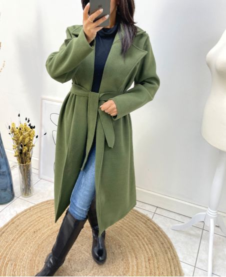 FW800 KHAKI 2-POCKET LONG COAT