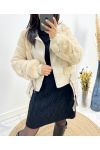 FAUX FUR AND FAUX LEATHER PERFECTO COATS AH701 BEIGE