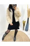 FAUX FUR AND FAUX LEATHER PERFECTO COATS AH701 BEIGE