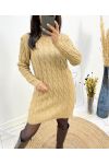 RULL CABLE NECK DRESS AH808 CAMEL