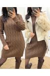 RULL ROBE COL ROULE TORSADES AH808 CHOCOLAT