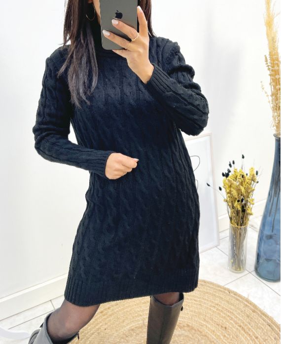 RULL CABLE NECK DRESS AW808 BLACK