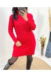 RULL CABLE NECK DRESS AW808 RED