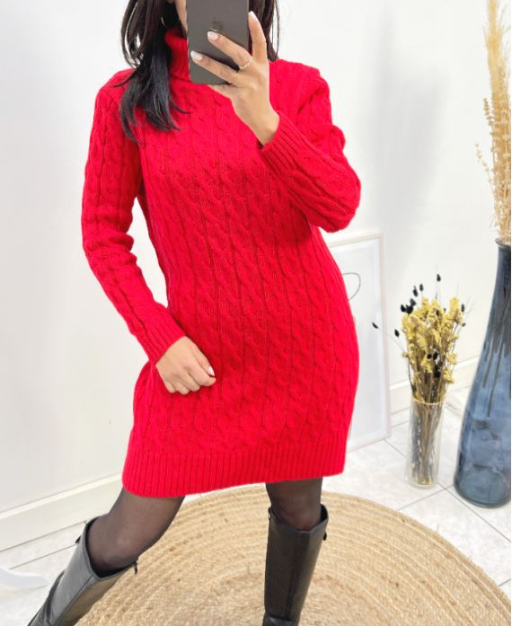 RULL CABLE NECK DRESS AW808 RED