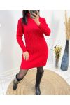 RULL CABLE NECK DRESS AW808 RED