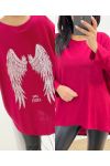 SWETER THIN BACK WINGS RHINESTONE 2102 CZERWONY