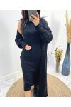 DRESS + LONG CABLE VEST SET AH795 BLACK