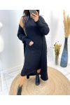 DRESS + LONG CABLE VEST SET AH795 BLACK