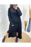 DRESS + LONG CABLE VEST SET AH795 BLACK