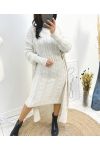 DRESS + LONG CABLE VEST SET AW795 BEIGE