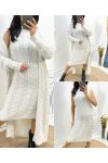 DRESS + LONG CABLE VEST SET AW795 BEIGE