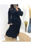 MAXI ROBE MANCHES ROULEES AH825 NOIR