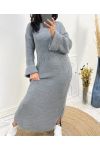 MAXI DRESS ROLLED SLEEVES AW825 GREY