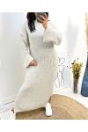 MAXI DRESS ROLLED SLEEVES AW825 BEIGE