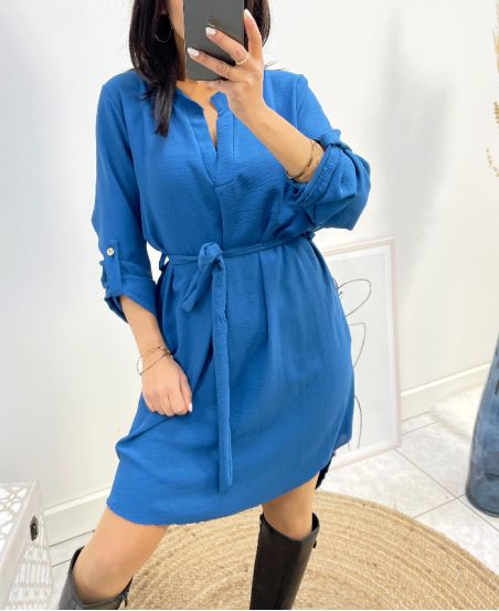 ROBE TUNIQUE AVEC LIEN PE1415 BLEU CANARD