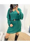 ABITO CURVY COLLECTION MANICA A SBUFFO FW562 VERDE SMERALDO