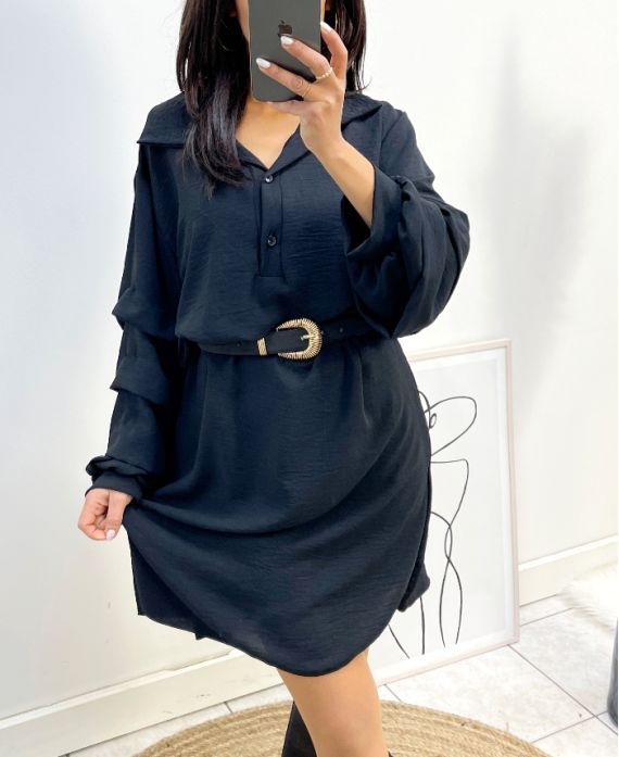 CURVY COLLECTION PUFF SLEEVE DRESS AW562 BLACK