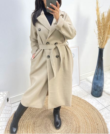 LONG TRENCH COAT AW839 BEIGE