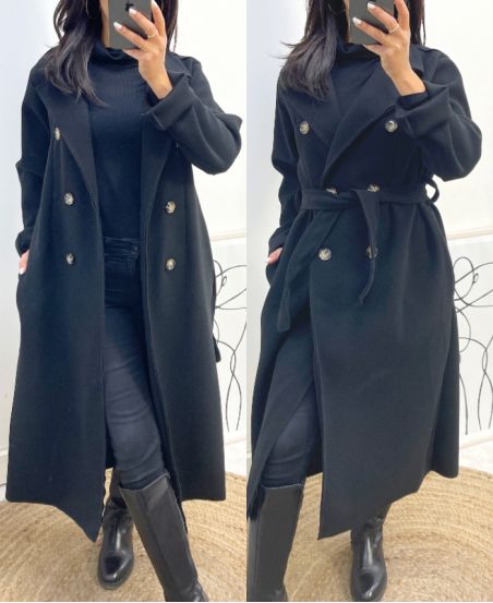 LONG TRENCH COAT AW839 BLACK