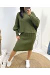 GREEN DRESS + SWEATER SET AH834