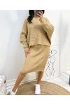 CAMEL DRESS + SWEATER SET AH834