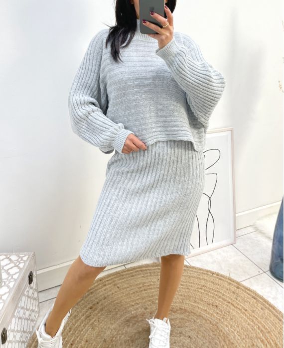 DRESS + SWEATER SET AW834 GREY