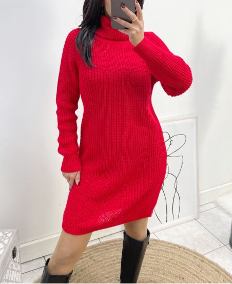 KNITTED DRESS SWEATER AW843 RED
