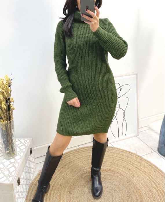 KNITTED DRESS SWEATER AW843 MILITARY GREEN