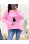 MAGLIONE ASIMMETRICO + COLLANA FREE ROSA AW868