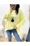 PULLOVER ASYMETRIQUE + COLLIER OFFERT AH868 JAUNE