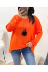 ASYMMETRISCHER PULLOVER + KOSTENLOSE HALSKETTE AW868 ORANGE