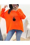 ASYMMETRISCHER PULLOVER + KOSTENLOSE HALSKETTE AW868 ORANGE