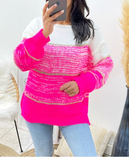 LUREX AH879 FUSHIA PULLOVER MIT FARBVERLAUF