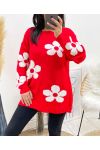 PULLOVER FLOWERS AH903 ROUGE/BLANC