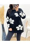 PULLOVER FLOWERS AH903 NOIR/BLANC