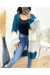 MULTICOLOR LUREX LONG PUFF SLEEVE VEST AW922 PETROL BLUE