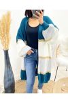 MULTICOLOR LUREX LONG PUFF SLEEVE VEST AW922 PETROL BLUE