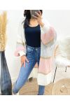 MULTICOLOR LUREX LONG SLEEVE PUFF VEST AW922 WHITE