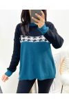 HAHNENTRITT-SCHWANZPULLOVER AW896 PETROLBLAU