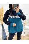 HOUNDSTOOTH TAIL SWEATER AW896 PETROL BLUE