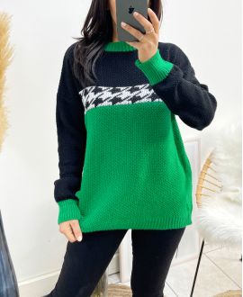 SWETER W PEPITKĘ AW896 ZIELONY