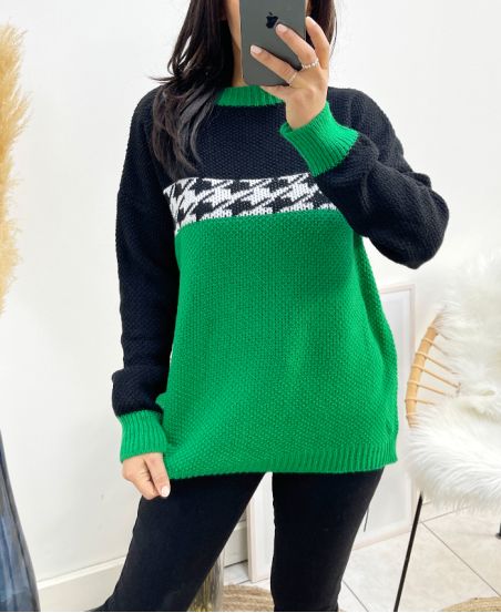 HOUNDSTOOTH TAIL SWEATER AW896 GREEN