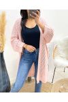 CARDIGAN LUNGO TRAFORATO AW918 ROSA