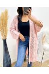 CARDIGAN LUNGO TRAFORATO AW918 ROSA