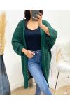 CARDIGAN LUNGO TRAFORATO AH918 VERDE SMERALDO